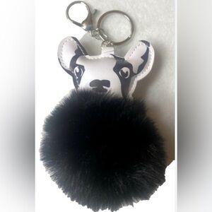 French Bulldog Black Puff Key Chain/ Purse Charm